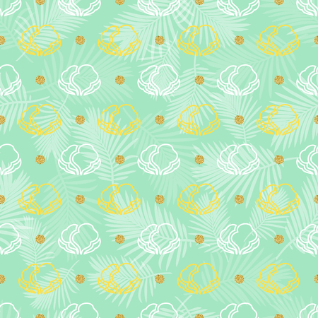 seamless vegetable with gold dot glitter pattern backgroundのイラスト素材