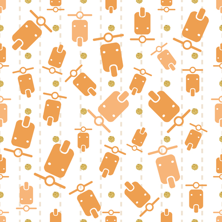 seamless orange motorcycle with gold dot glitter pattern backgroundのイラスト素材