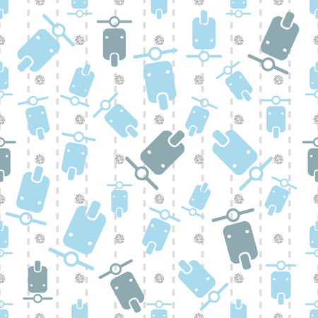 seamless blue grey motorcycle with silver dot glitter pattern on white backgroundのイラスト素材
