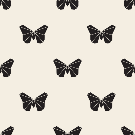 seamless monochrome origami butterfly pattern backgroundのイラスト素材