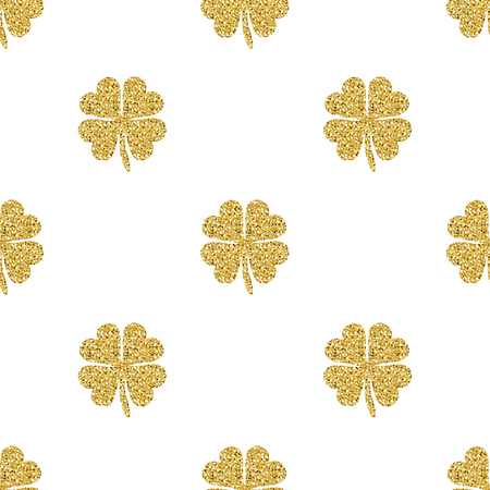 seamless gold glitter clover pattern backgroundのイラスト素材