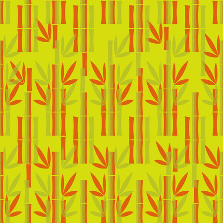 Seamless red bamboo pattern on yellow backgroundのイラスト素材