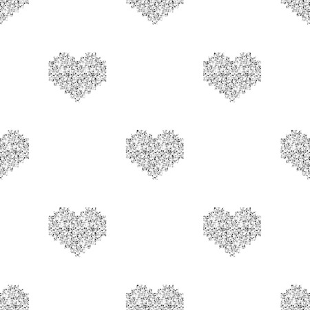 seamless silver pixel heart glitter pattern on white backgroundのイラスト素材