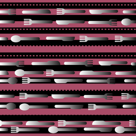 seamless kitchen tool pattern on pink stripe backgroundのイラスト素材