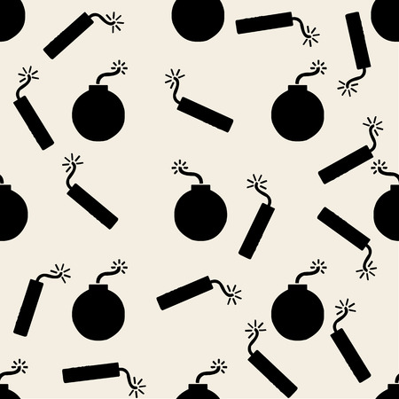 seamless monochrome bomb pattern backgroundのイラスト素材