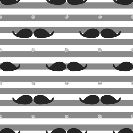 seamless mustache with silver dot glitter pattern on stripe backgroundのイラスト素材