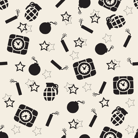 seamless monochrome bomb pattern backgroundのイラスト素材