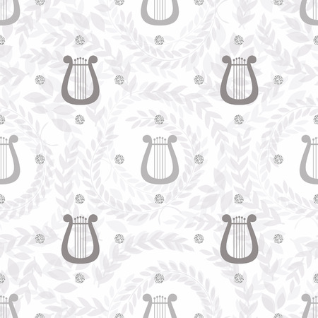 Seamless Lyre pattern background , Ancient Greek Musicのイラスト素材