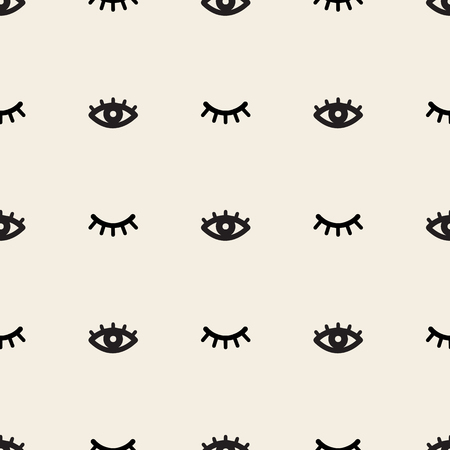 seamless monochrome eye and eyelash pattern backgroundのイラスト素材