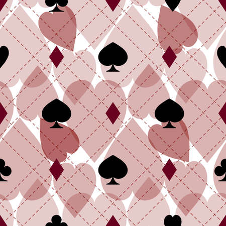 seamless playing cards pattern with spades ,diamonds, hearts and clubs pattern backgroundのイラスト素材