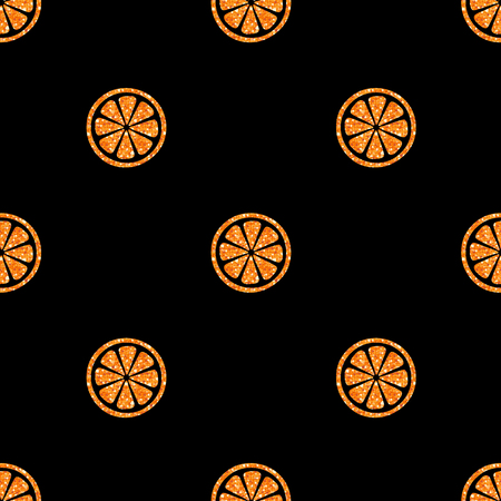 Seamless orange slice glitter pattern backgroundのイラスト素材