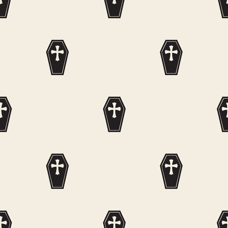 seamless monochrome casket and cross pattern backgroundのイラスト素材