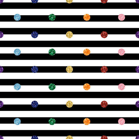SEAMLESS RAINBOW COLORFUL DOT GLITTER ON STRIPE BACKGROUNDのイラスト素材