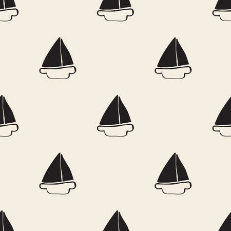 seamless monochrome hand drawn yacht pattern backgroundのイラスト素材