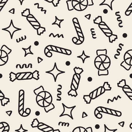seamless monochrome candy pattern backgroundのイラスト素材