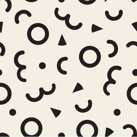 seamless monochrome confetti mix geometry pattern backgroundのイラスト素材