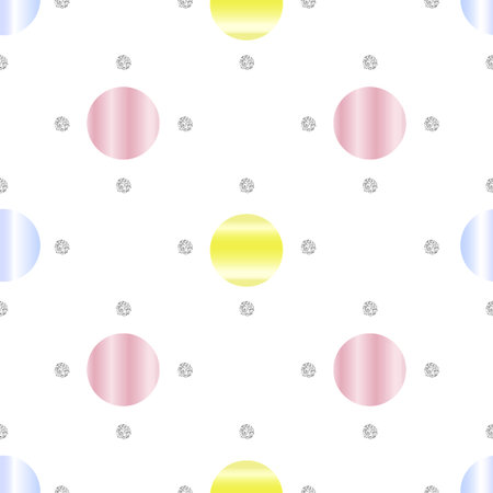seamless monochrome colorful dot on white pattern backgroundのイラスト素材