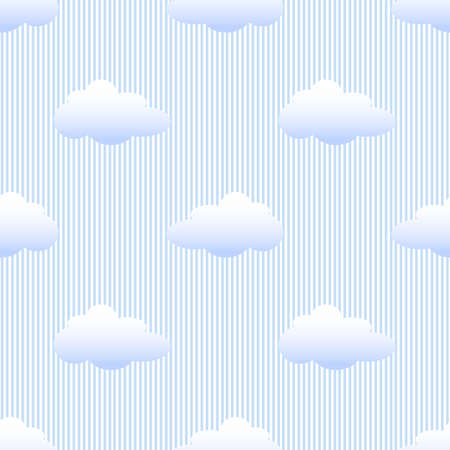seamless monochrome blue cloud on blue stripe pattern backgroundのイラスト素材