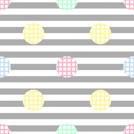 seamless colorful simple dot on grey stripe backgroundのイラスト素材