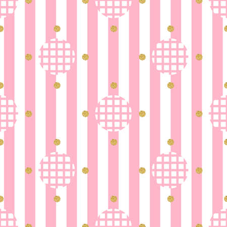 seamless monochrome simple gold with silver dot glitter pattern on pink stripe backgroundのイラスト素材