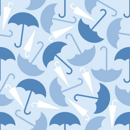 seamless monochrome umbrella pattern on blue backgroundのイラスト素材