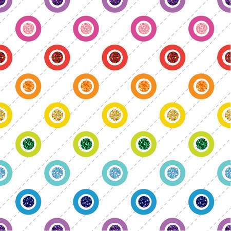 SEAMLESS RAINBOW COLORFUL DOT GLITTER ON WHITE STRIPE BACKGROUNDのイラスト素材