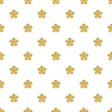 seamless gold glitter flower pattern on white backgroundのイラスト素材