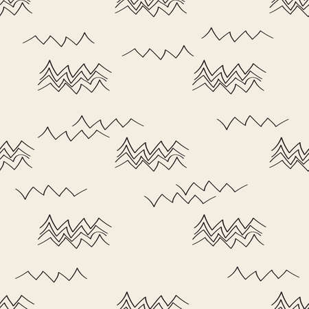seamless monochrome abstract hand drawn moutain with zigzag line pattern backgroundのイラスト素材