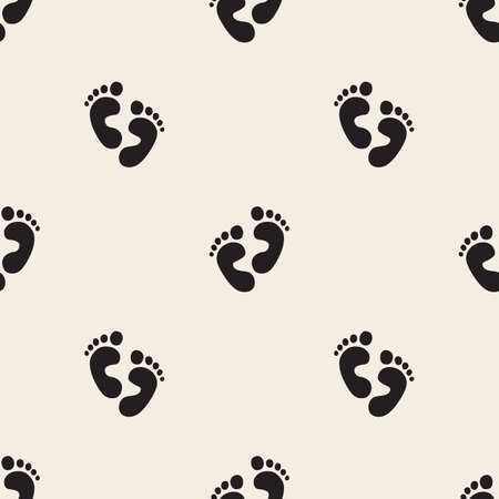 seamless monochrome baby footprint pattern backgroundのイラスト素材