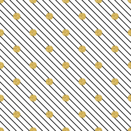 seamless gold dot glitter on white stripe pattern backgroundのイラスト素材