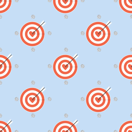 seamless heart dart board with silver dot glitter pattern on blue background