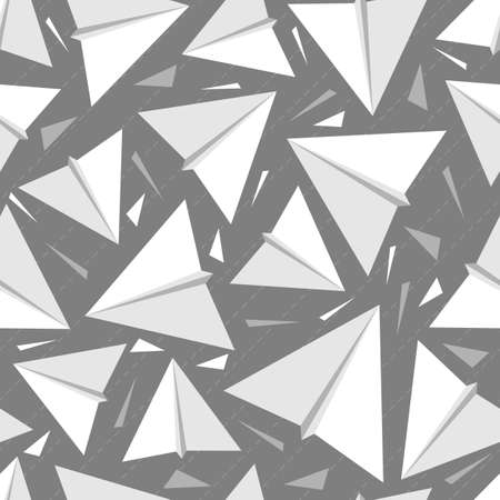 seamless white origami paper rocket pattern on grey backgroundのイラスト素材