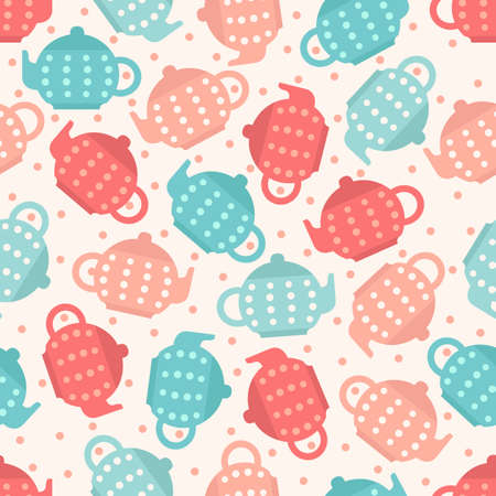 seamless colorful pastel teapot pattern backgroundのイラスト素材