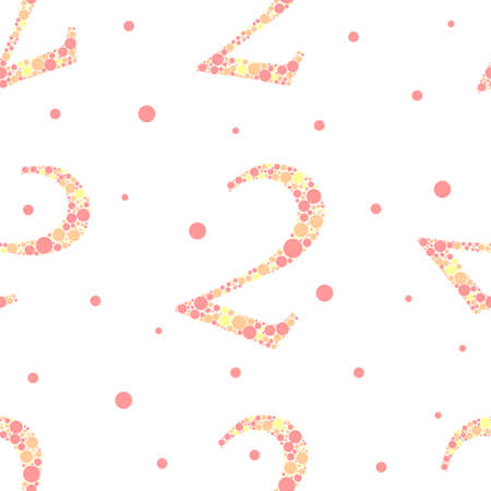 seamless number two from colorful polka dot pattern on white backgroundのイラスト素材