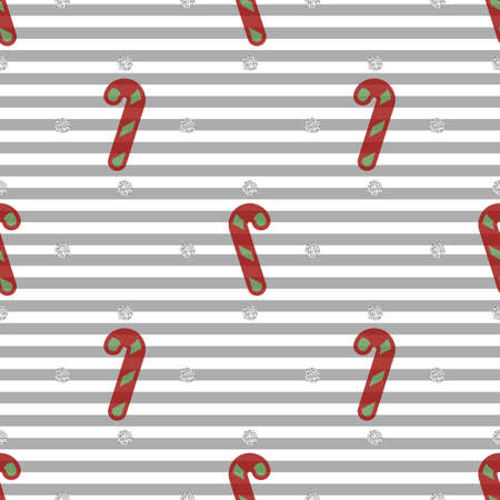seamless christmas party pattern with confetti candy and silver dot glitter pattern on grey stripe backgroundのイラスト素材