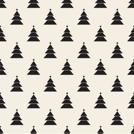 seamless christmas pattern background with monochrome pine treeのイラスト素材