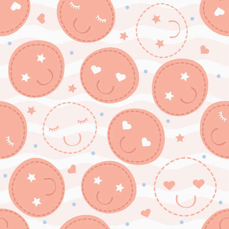 Seamless hand drawn emoticon pattern backgroundのイラスト素材