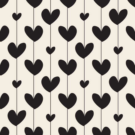 seamless monochrome valentine pattern background with hand drawn heart and lineのイラスト素材