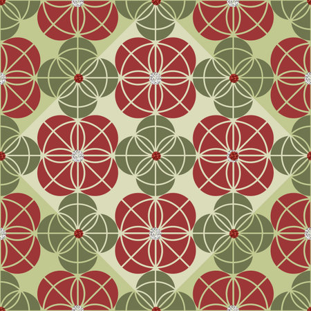 seamless colorful and silver glitter flower pattern on green backgroundのイラスト素材