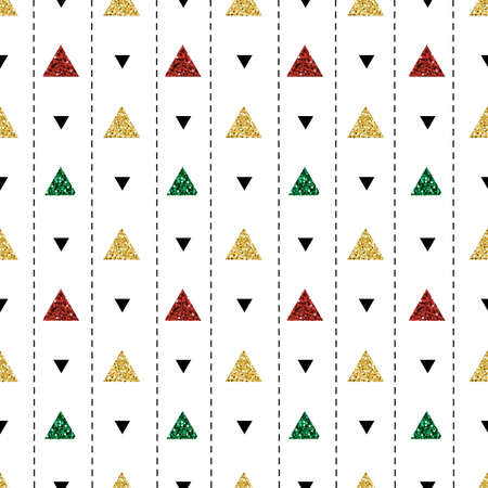 seamless colorful glitter triangle pattern on stripe backgroundのイラスト素材