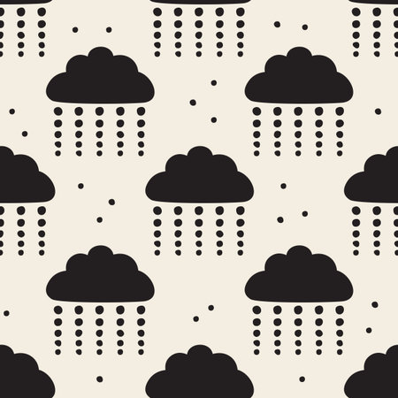 seamless monochrome rainy day pattern background