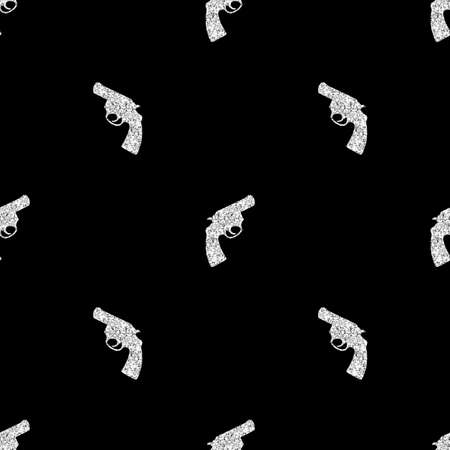 seamless silver glitter gun stamp on black backgroundのイラスト素材