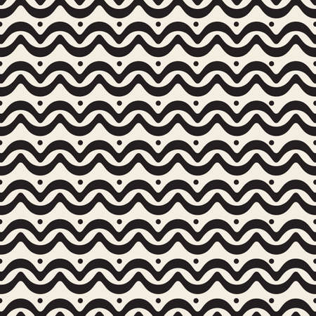 seamless monochrome wave line pattern backgroundのイラスト素材