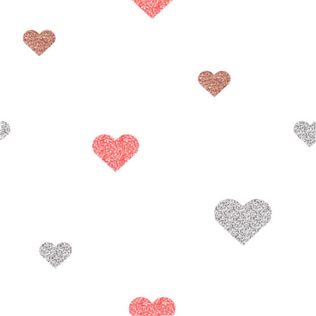 seamless monochrome heart glitter shape pattern background