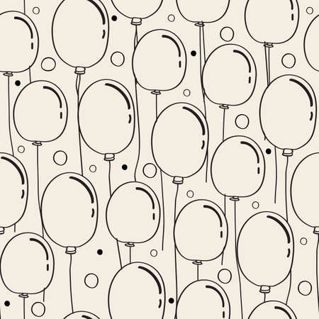 seamless hand drawn monochrome balloon pattern backgroundのイラスト素材