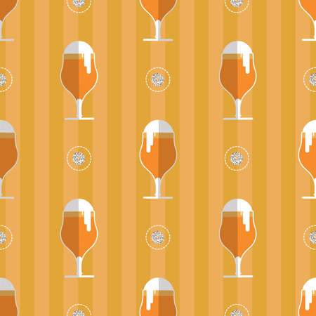 seamless pattern background with a glass of beerのイラスト素材