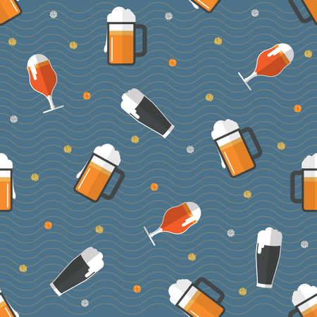 seamless pattern background with a glass of beerのイラスト素材