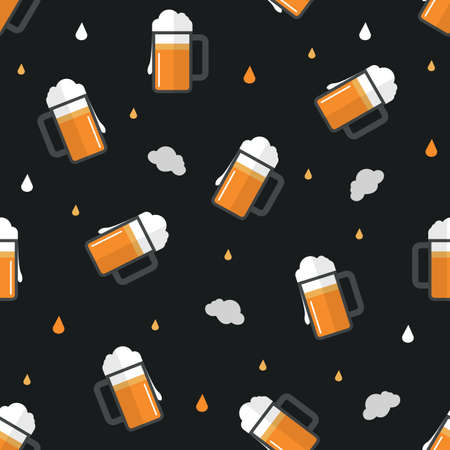 seamless drink pattern background with a glass of beerのイラスト素材