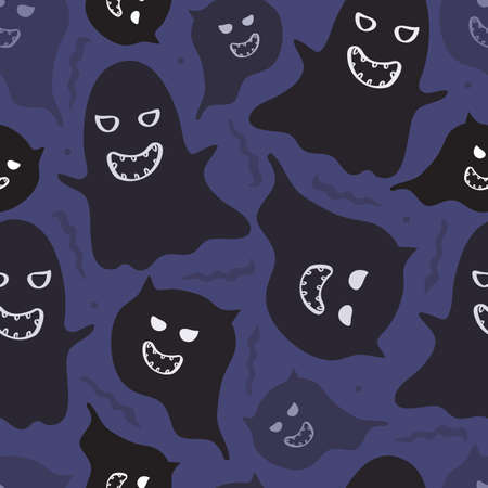 seamless halloween night pattern background with spookyのイラスト素材
