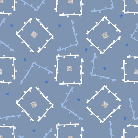 seamless glitter square border with star shape pattern background